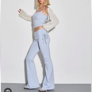 MOTEL ROCKS XL NEW JACIE FLARE TROUSER OVERSKIRT‎ LIGHT BABY BLUE Y2K 2000s